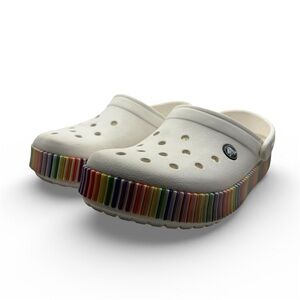 Unisex Crocs Crocband 3D Shapes Clog White Rainbow Studded M5 W7 LGBTQ slide